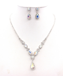 Rhinestone Necklace with Earrings  NB300608 SVAB